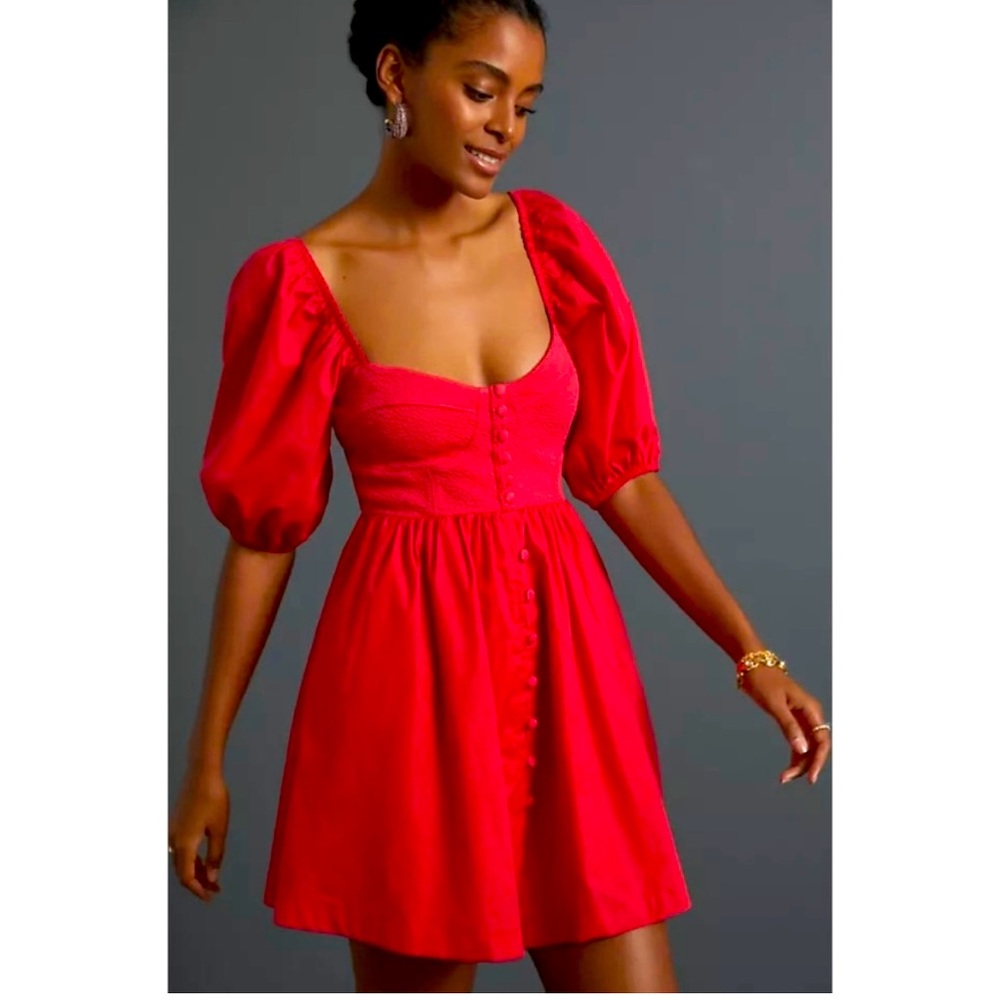 Anthropologie Maeve Summer Dress . Beautiful Pink/Red Color Size Medium. NWT
